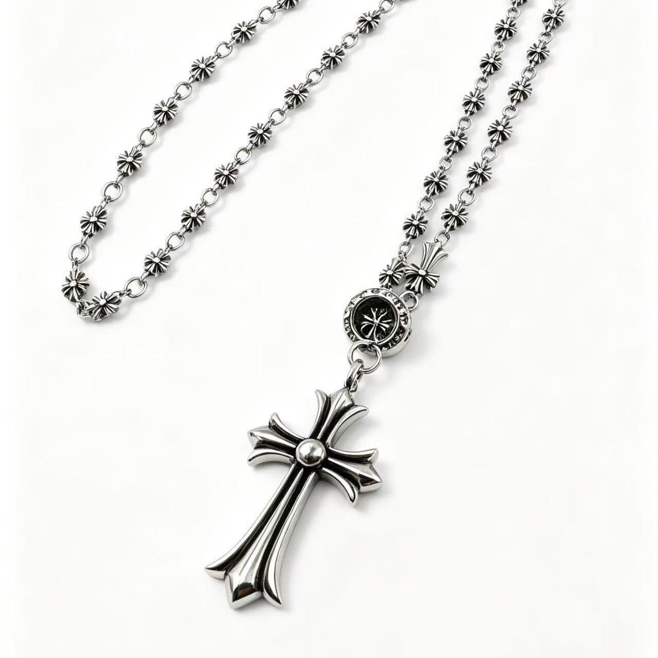Chrome Hearts Silver Cross Pendant Necklace